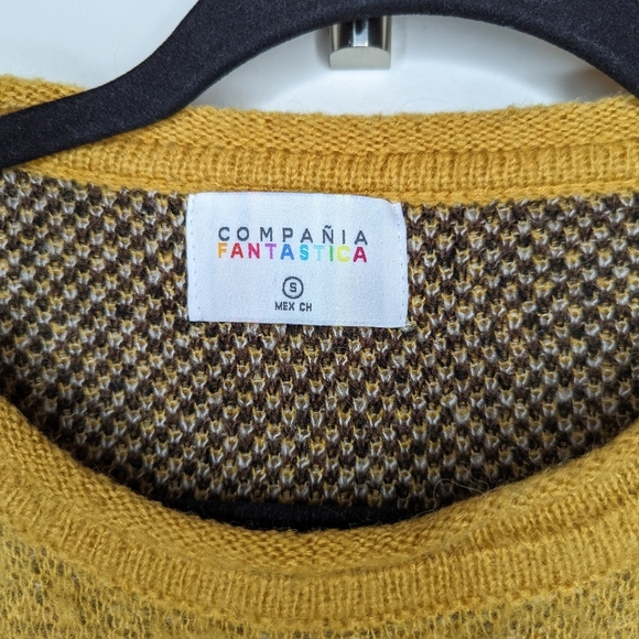 Compañia Fantastica Leopard Print Sweater with Mustard Accent | Size Small - Picture 3 of 5